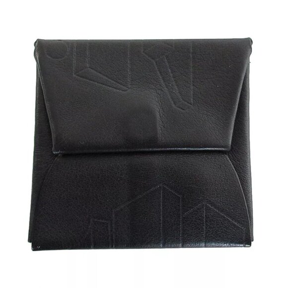 Auth HERMES Bastia Coin case black Embossed - Picture 1 of 8
